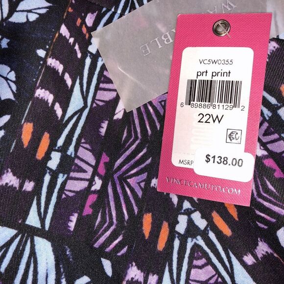 VINCE CAMUTO Dress Plus Size 22W NEW Casual Day Evening Purple Blue Dress - Picture 8 of 10